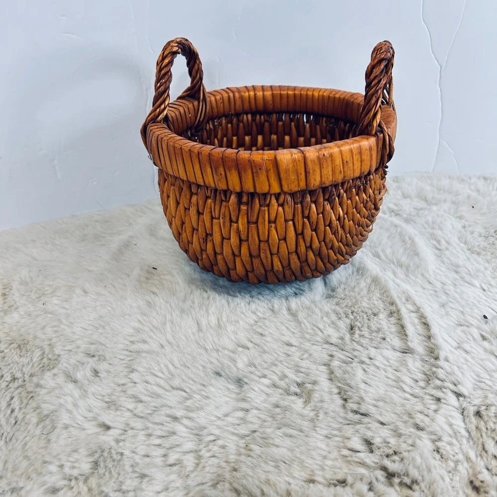Wicker Basket with Handles Cottagecore Farmhouse Decor‎ Small Storage Basket